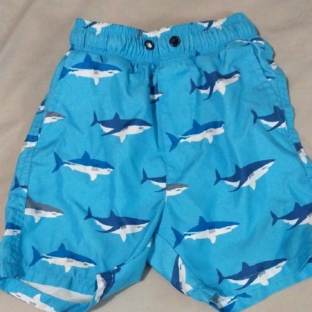 P.S. From Aeropostale Blue Shark Print Swim Shorts 4T